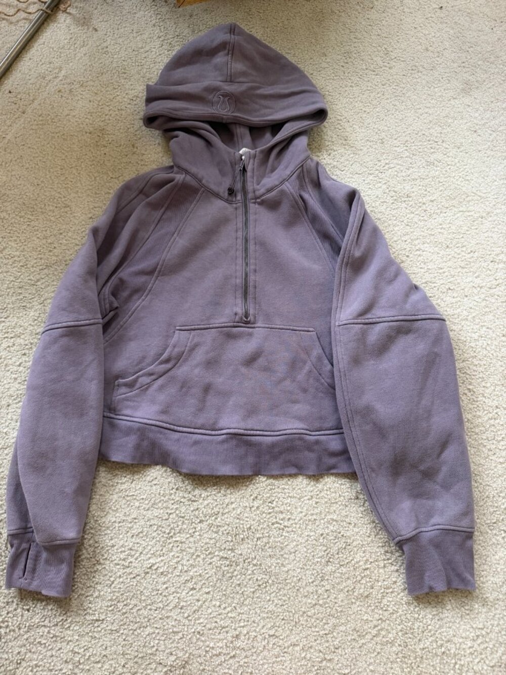 Lululemon Scuba Half-Zip Cropped Hoodie XS/S Grey Lavender Thumbholes